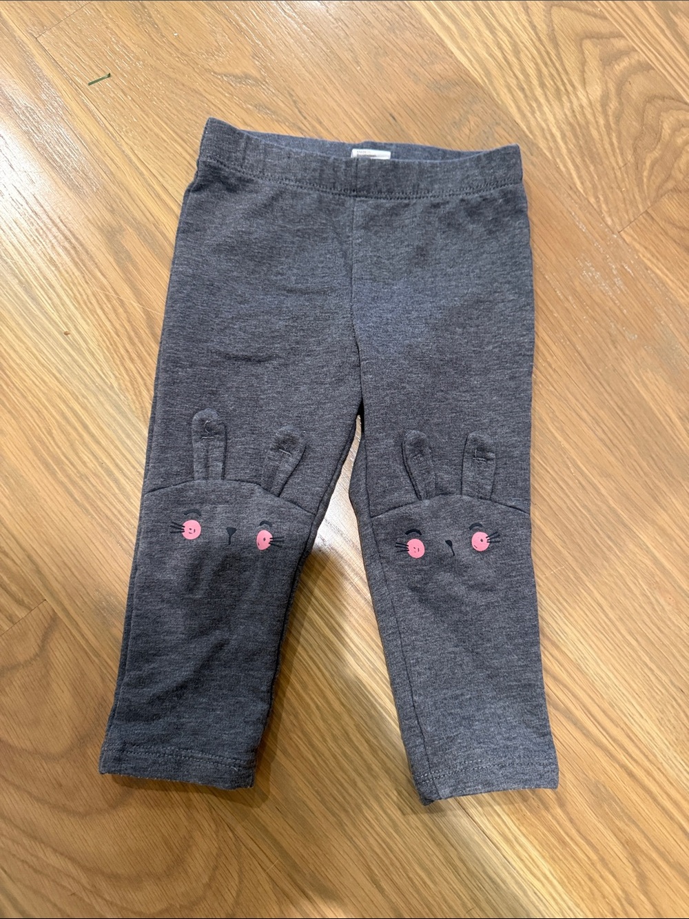 Kids Gray Bunny Knee Patch Leggings - Pink Accent 9-12M